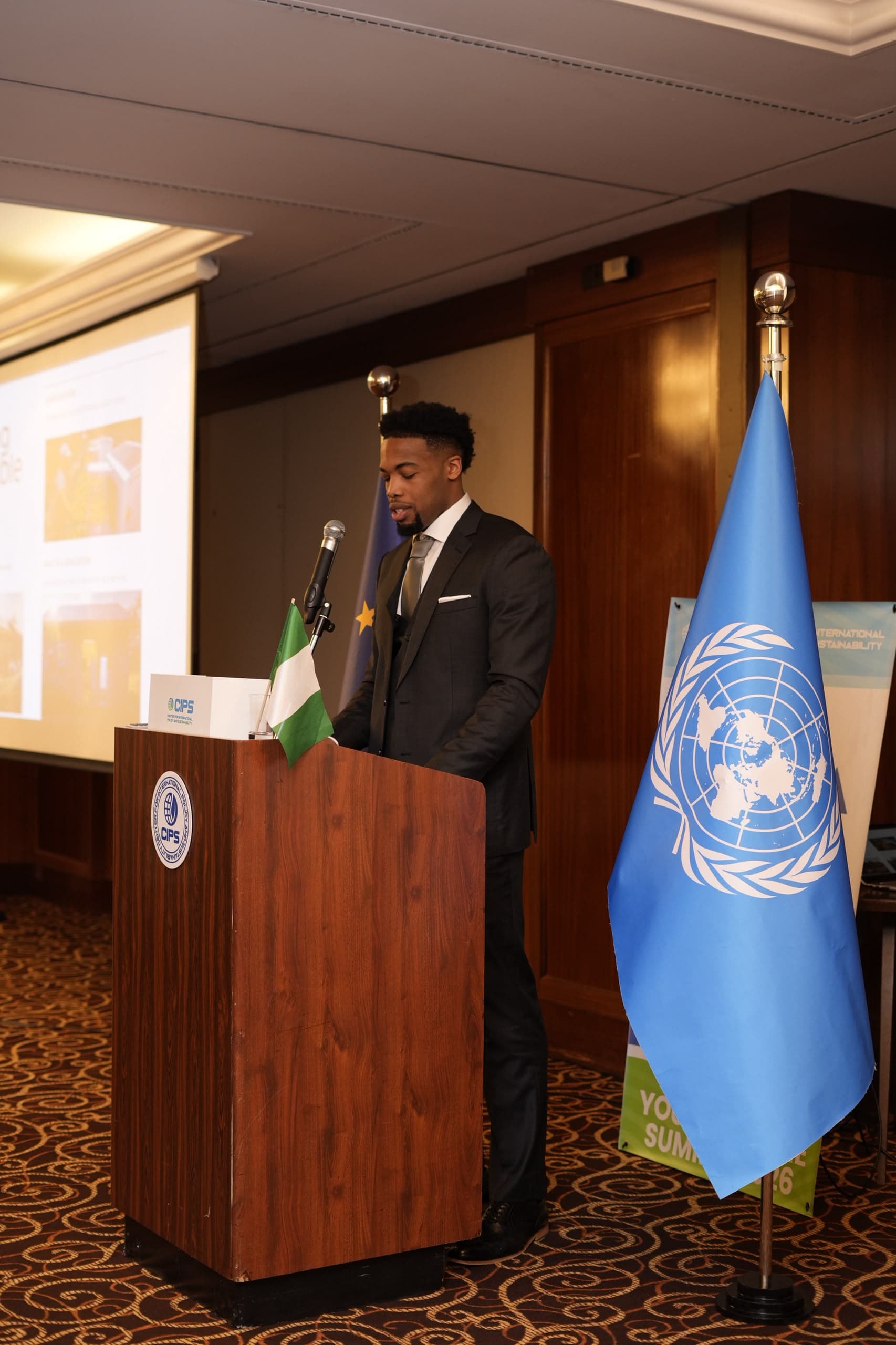 E.J. Anosike addressing an institutional audience